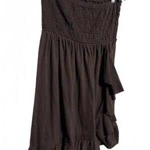 Y2K Brown Soft Grunge Strapless Top
